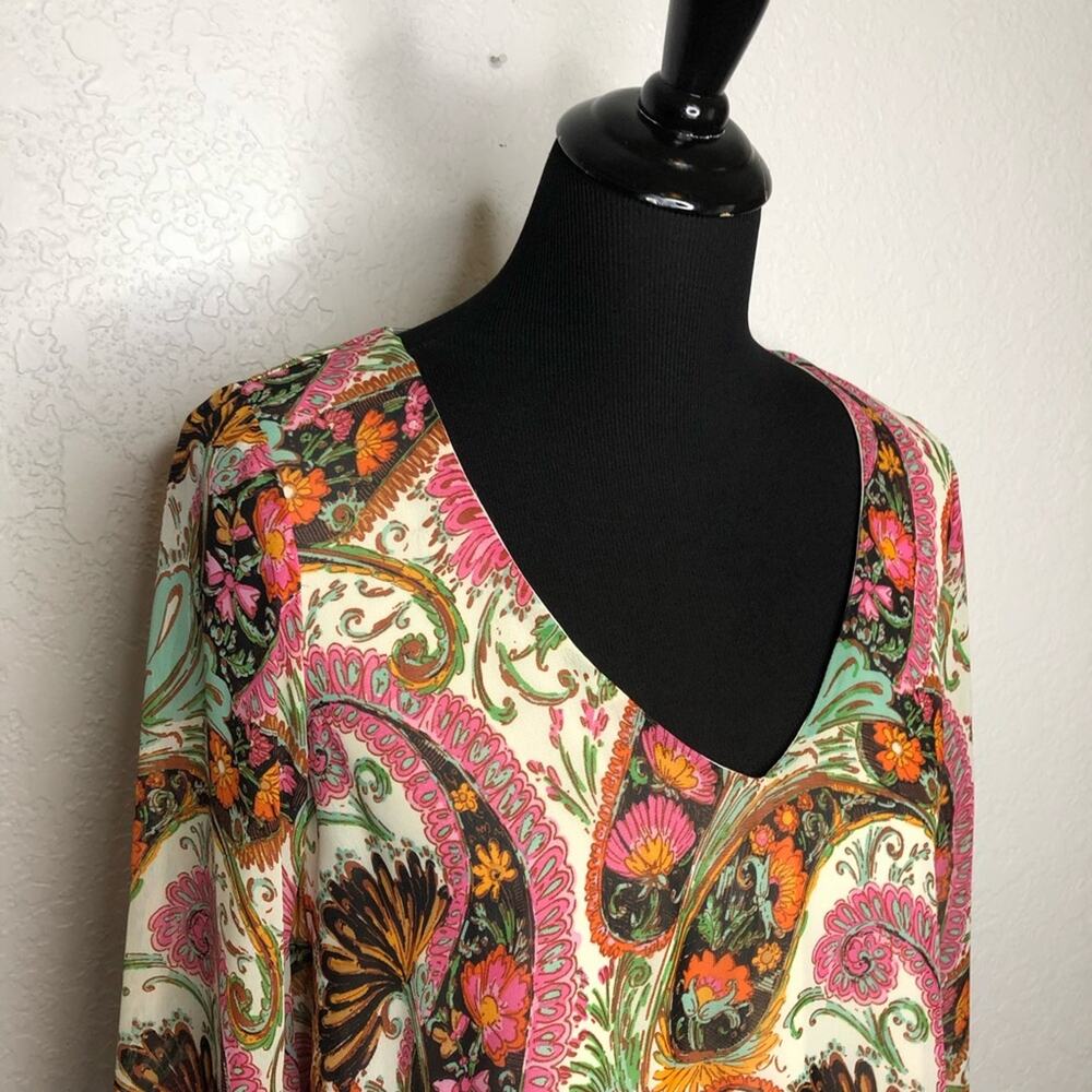Show Me Your Mumu Mal cream brown pink paisley print boho top Extra Small XS - Picture 3 of 12